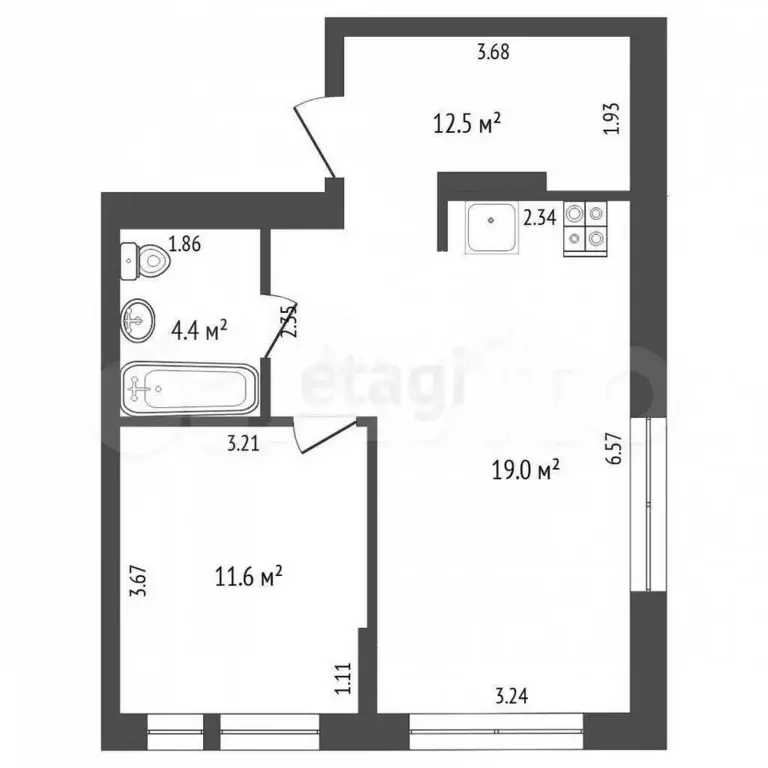 1-к. квартира, 47,5 м, 12/24 эт. - Фото 0