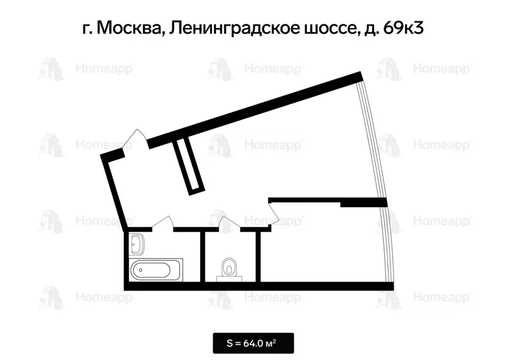 2-к кв. Москва Ленинградское ш., 69к3 (67.0 м) - Фото 1