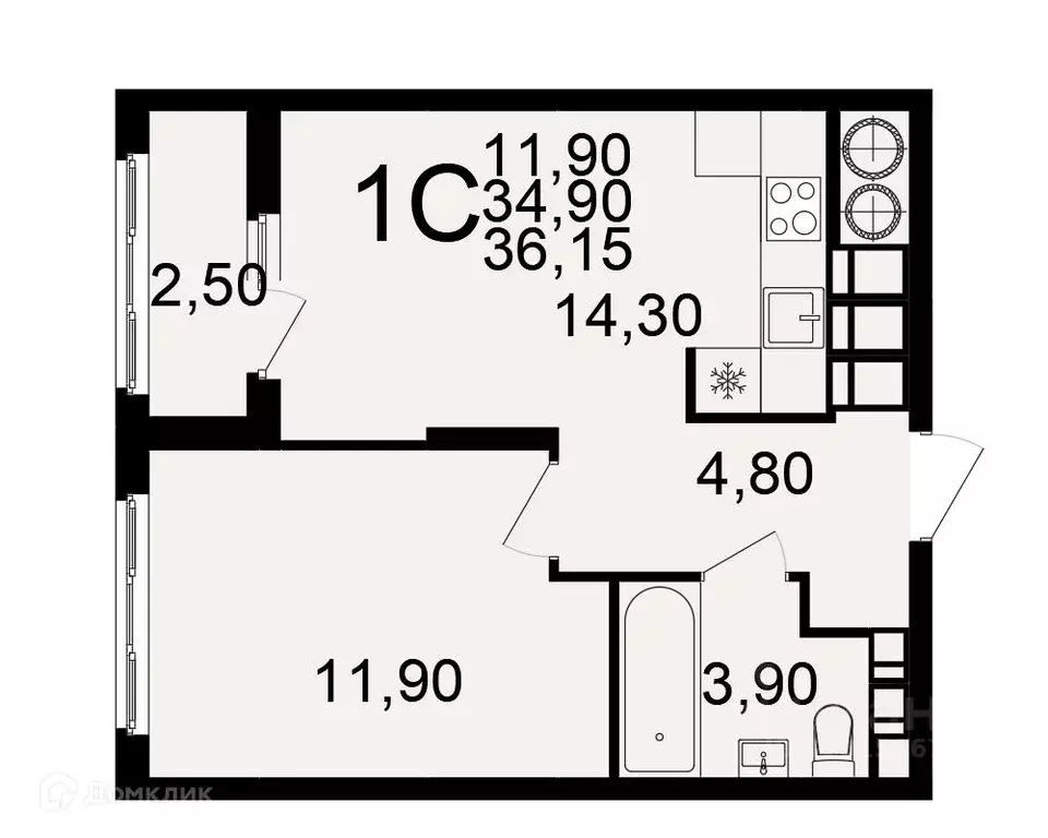 1-к кв. Рязанская область, Рязань Березовая ул., 5к1 (36.15 м) - Фото 0