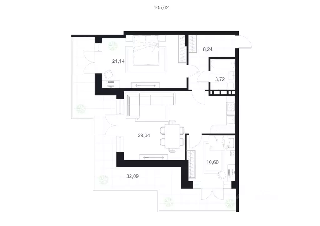 2-к кв. Дагестан, Каспийск ул. М. Халилова, 1А (105.62 м) - Фото 1