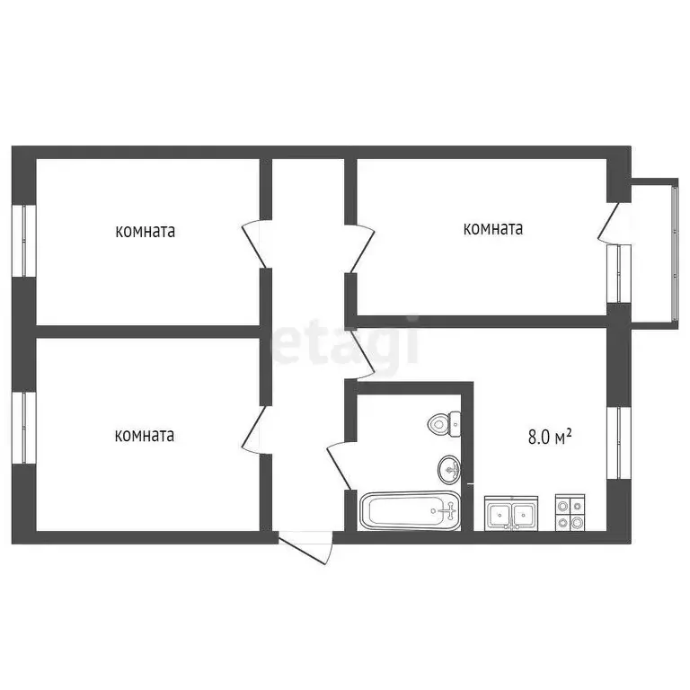 3-комнатная квартира: Мичуринск, улица Мира, 1 (62.4 м) - Фото 0