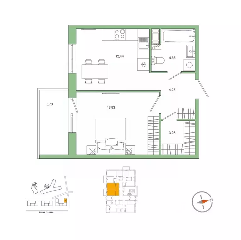 1-к кв. Ленинградская область, Гатчина ул. Чехова, 39к2 (39.8 м) - Фото 1