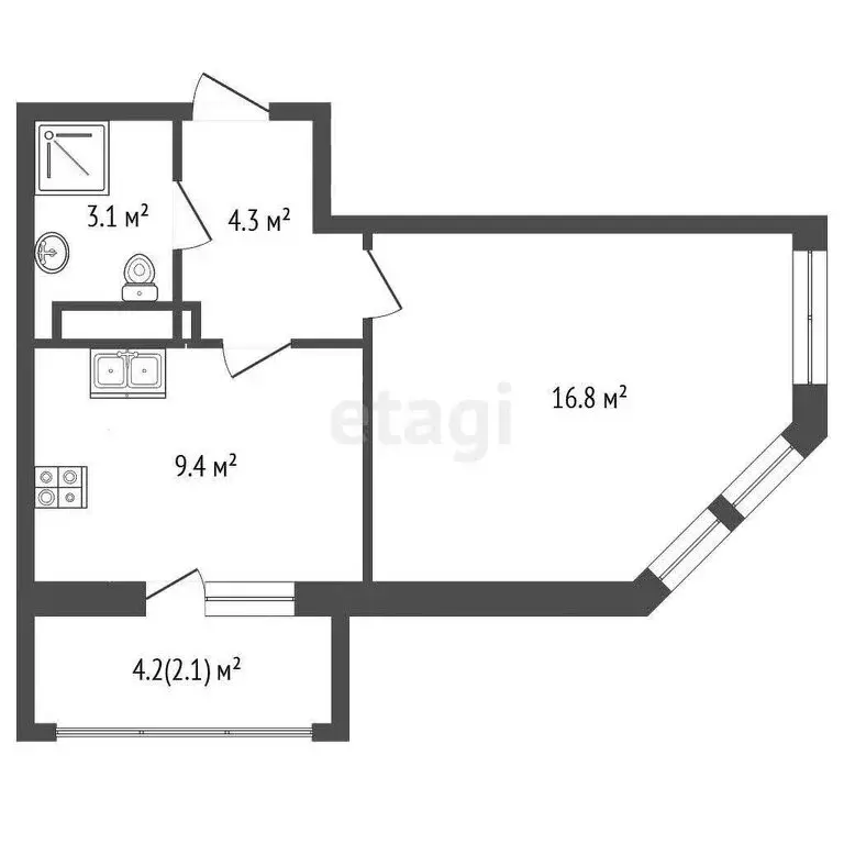 1-комнатная квартира: Мирное, улица Крымской Весны, 13к1 (35.7 м) - Фото 1