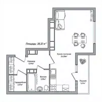 Студия Ярославская область, Ярославль ул. Дядьковская, 48 (38.32 м) - Фото 1