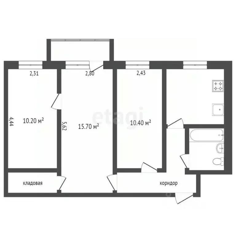 3-к кв. Вологодская область, Вологда ул. Водников, 2 (54.4 м) - Фото 2