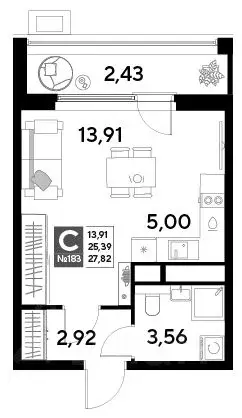 Студия Московская область, Реутов  (27.82 м) - Фото 0