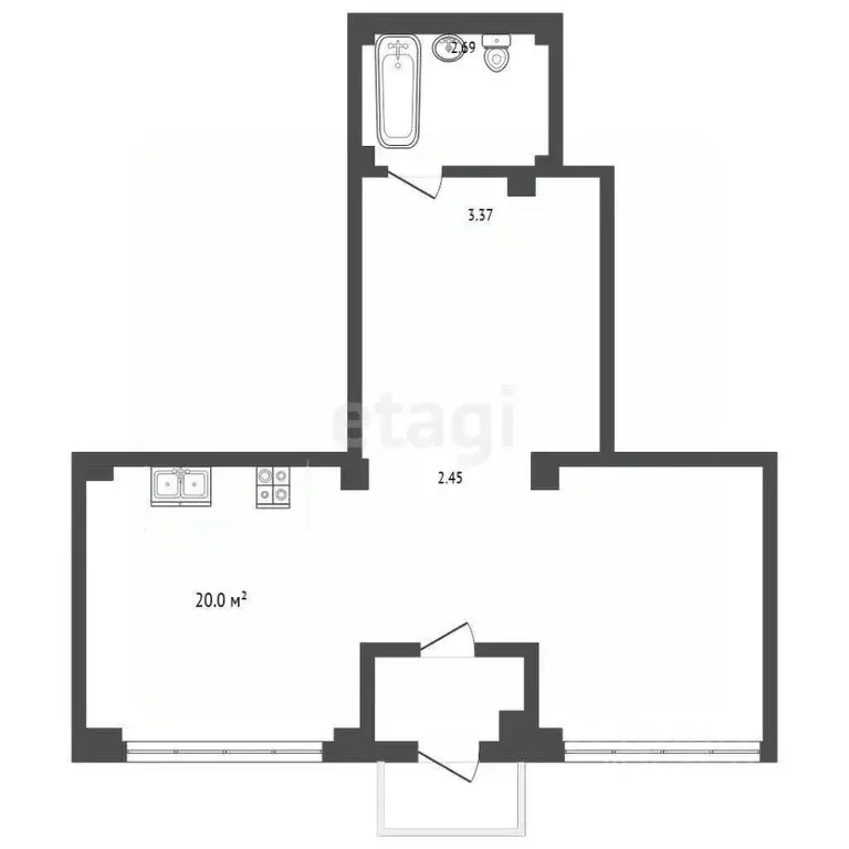 2-к кв. Севастополь Севастопольская зона ЮБК кв-л, 14А (57.0 м) - Фото 2