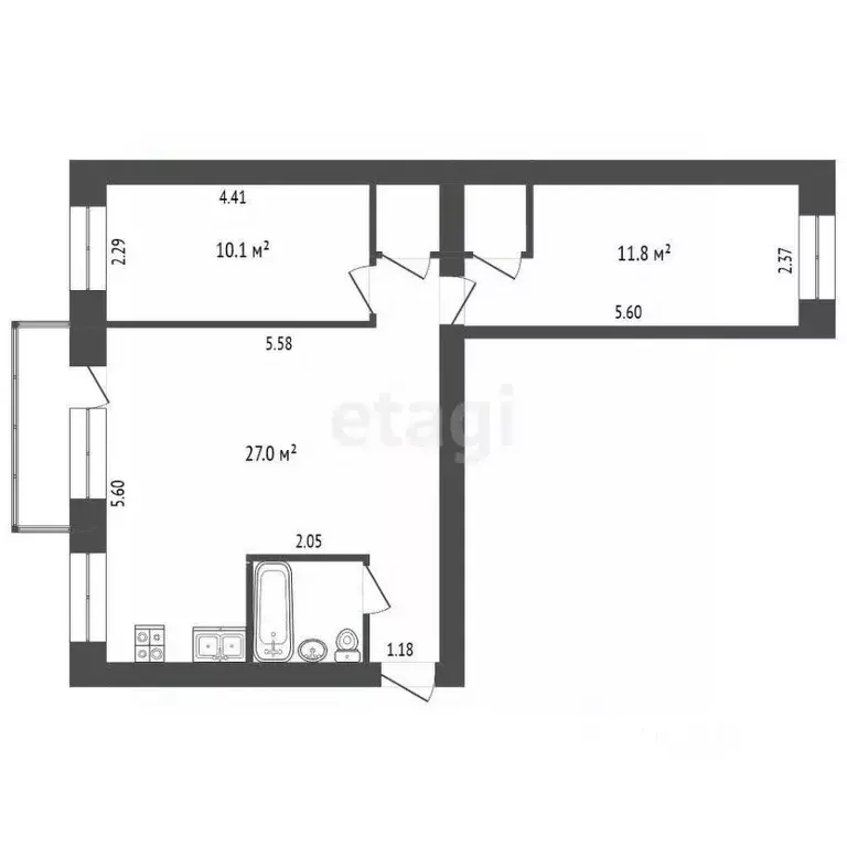 2-к кв. Вологодская область, Вологда Московская ул., 37 (55.9 м) - Фото 2