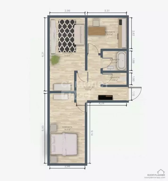 2-к кв. Курская область, Курск ул. Серегина, 37 (48.0 м) - Фото 1