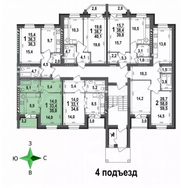 1-к. квартира, 35 м, 3/5 эт. - Фото 1