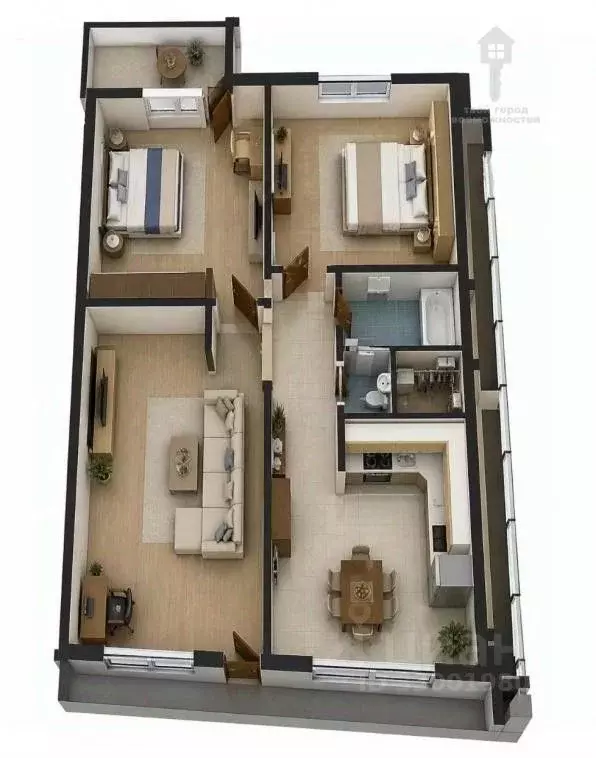 3-к кв. Омская область, Омск ул. Яковлева, 15 (97.2 м) - Фото 1