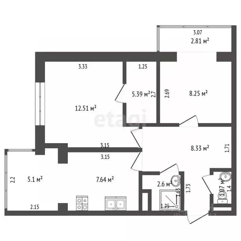 2-к кв. Севастополь просп. Генерала Острякова, 155А (46.7 м) - Фото 2
