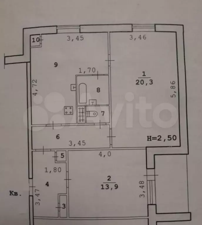 2-к. квартира, 59,9 м, 2/8 эт. - Фото 0