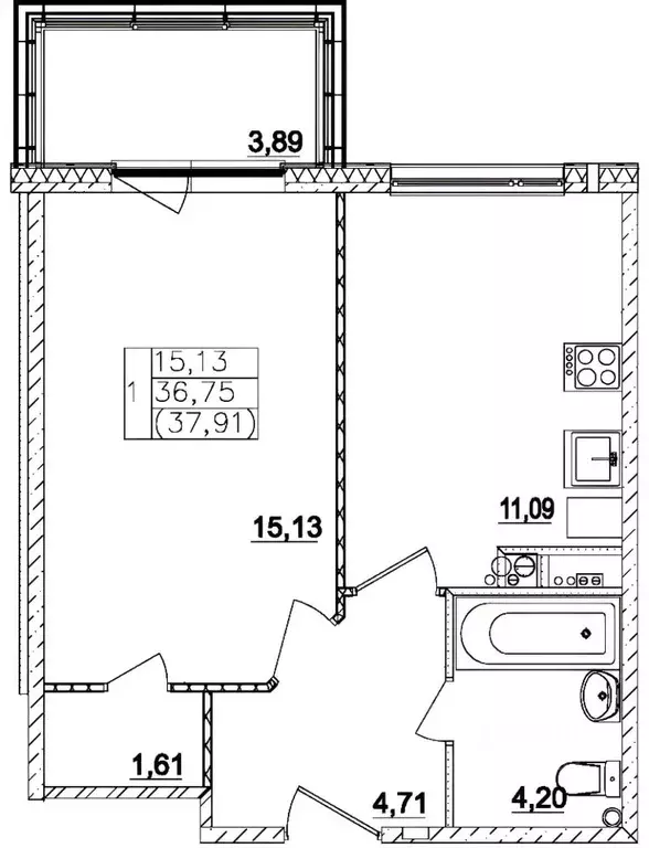 1-к кв. Московская область, Истра муниципальный округ, д. Красный ... - Фото 2