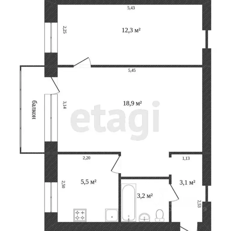 2-к кв. Хабаровский край, Хабаровск ул. Шелеста, 114 (49.2 м) - Фото 2