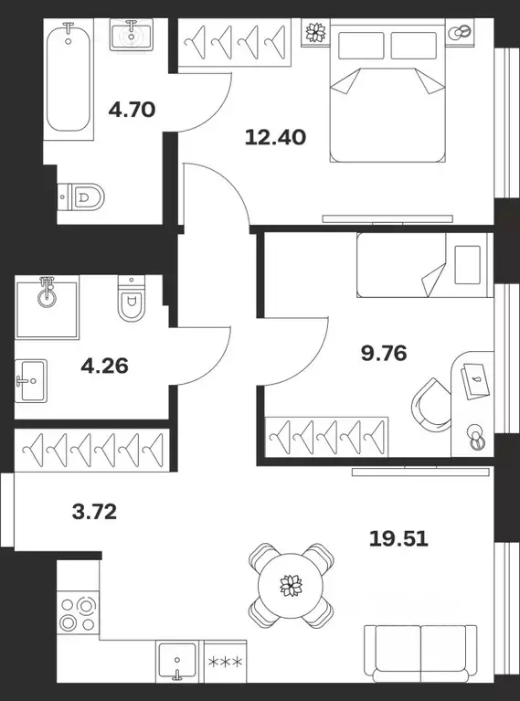 2-к кв. Тульская область, Тула Парк Патриот жилой комплекс (54.35 м) - Фото 1