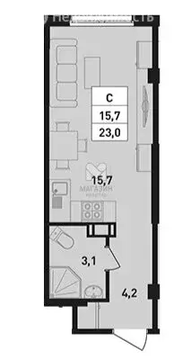 Квартира-студия: Мурино, улица Шоссе в Лаврики, 64к4 (23 м) - Фото 0