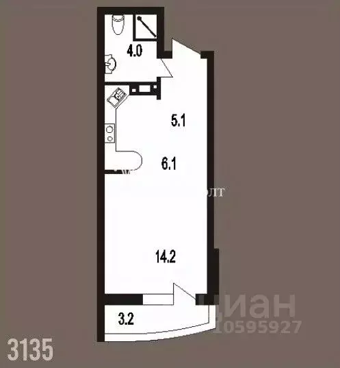 Студия Саратовская область, Саратов ул. Стрельбище, 20 (34.4 м) - Фото 1