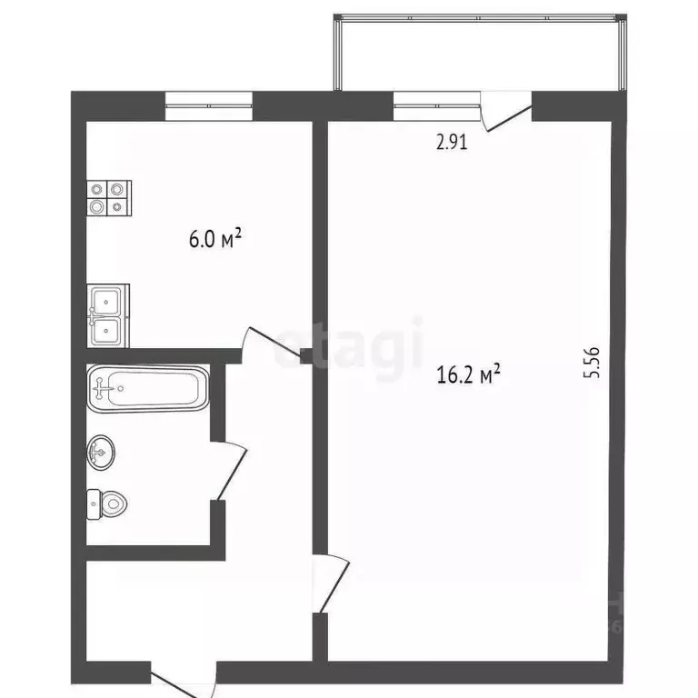 1-к кв. Ханты-Мансийский АО, Сургут ул. Мечникова, 8 (30.7 м) - Фото 1