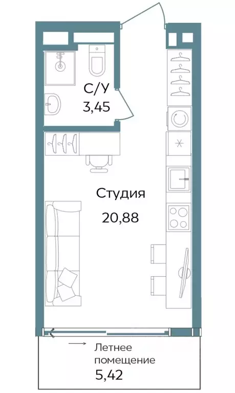 Студия Крым, Саки ул. Морская (29.75 м) - Фото 0
