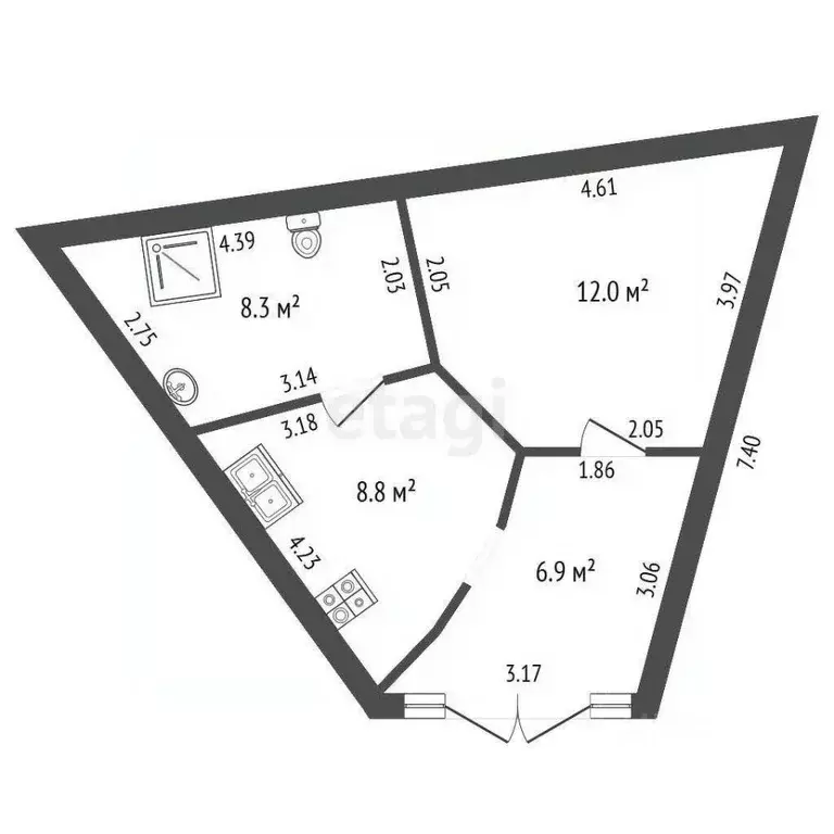 1-к кв. Крым, Ялта муниципальный округ, Отрадное пгт ул. Отрадная, 28 ... - Фото 2