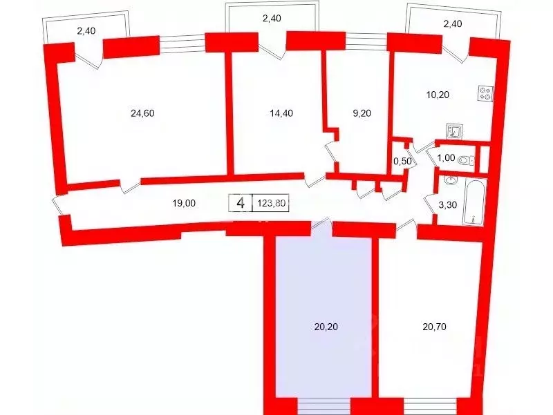 Комната Санкт-Петербург просп. Стачек, 57 (20.2 м) - Фото 1