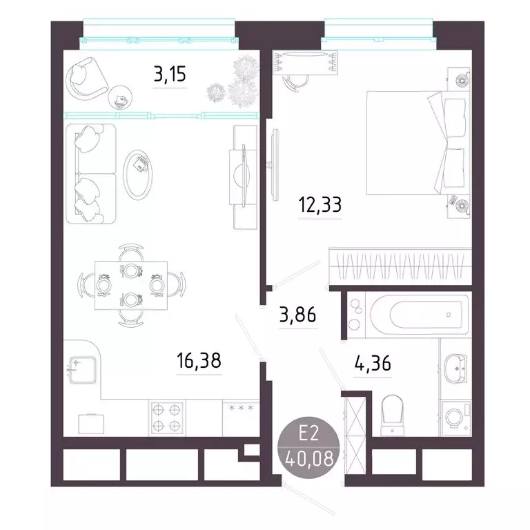 1-комнатная квартира: Тула, Пряничная улица, 7 (40.08 м) - Фото 0