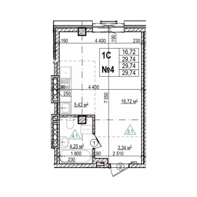 Студия Приморский край, Уссурийск Семь Ветров мкр, Уссури Парк жилой ... - Фото 1
