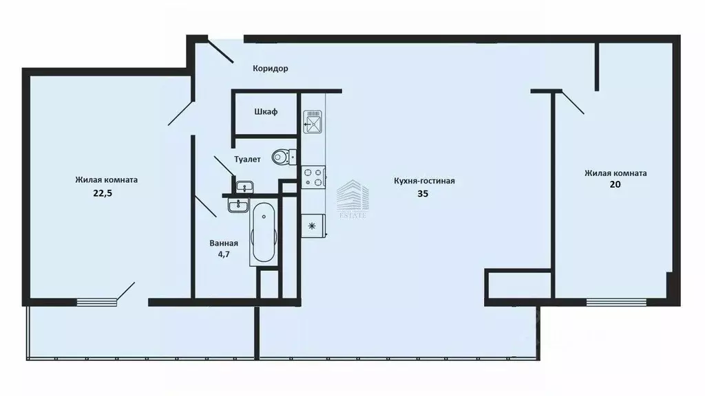 Квартира, 2 комнаты, 100 м - Фото 0