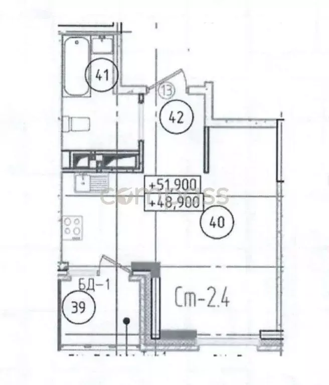 Студия Тюменская область, Тюмень Дамбовская ул., 29к1 (24.0 м) - Фото 0