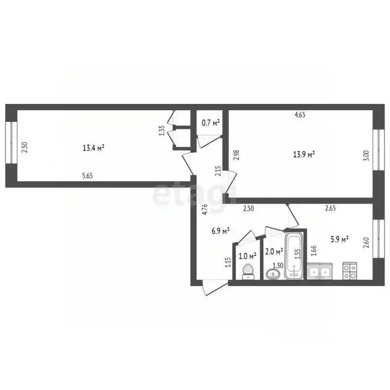2-к кв. Архангельская область, Котлас ул. Кузнецова, 4 (46.3 м) - Фото 1