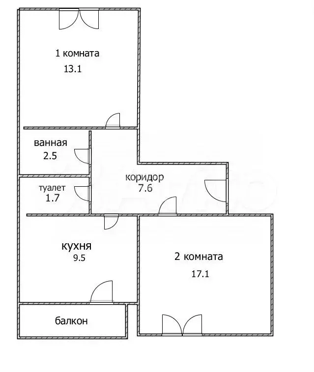 2-к. квартира, 51,5 м, 9/9 эт. - Фото 0