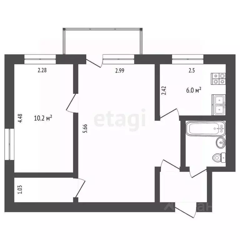 2-к кв. Вологодская область, Сокол ул. Орешкова, 4 (42.7 м) - Фото 2