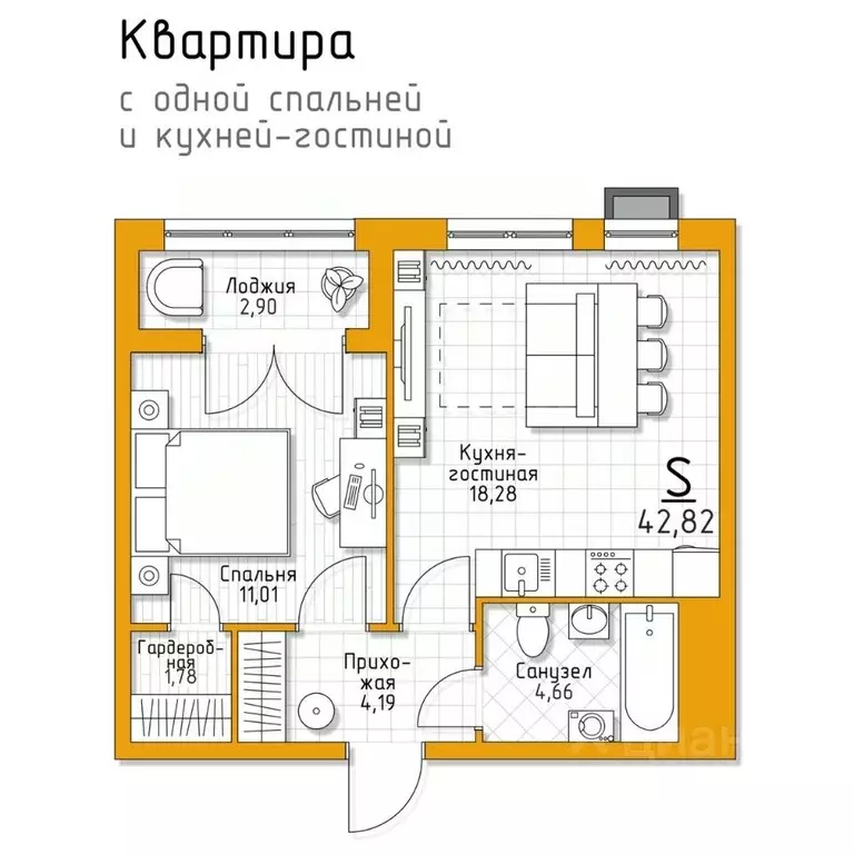 1-к кв. Тульская область, Тула городской округ, пос. Молодежный 5 ... - Фото 0