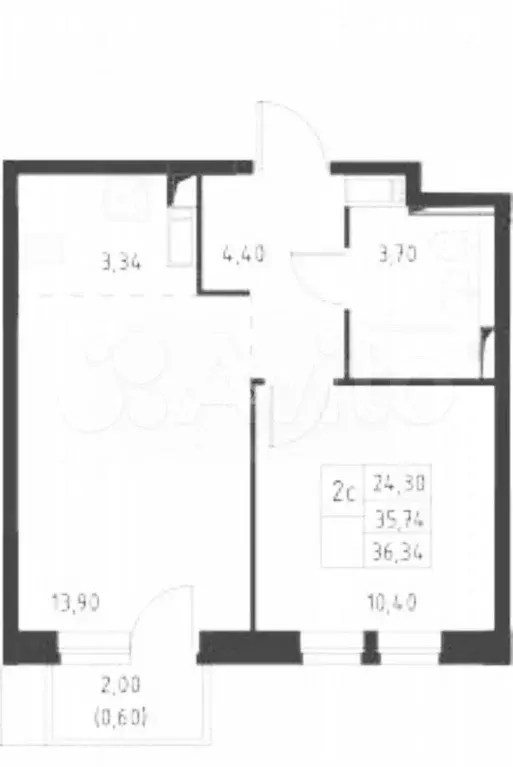 2-к. квартира, 41,5 м, 9/25 эт. - Фото 0