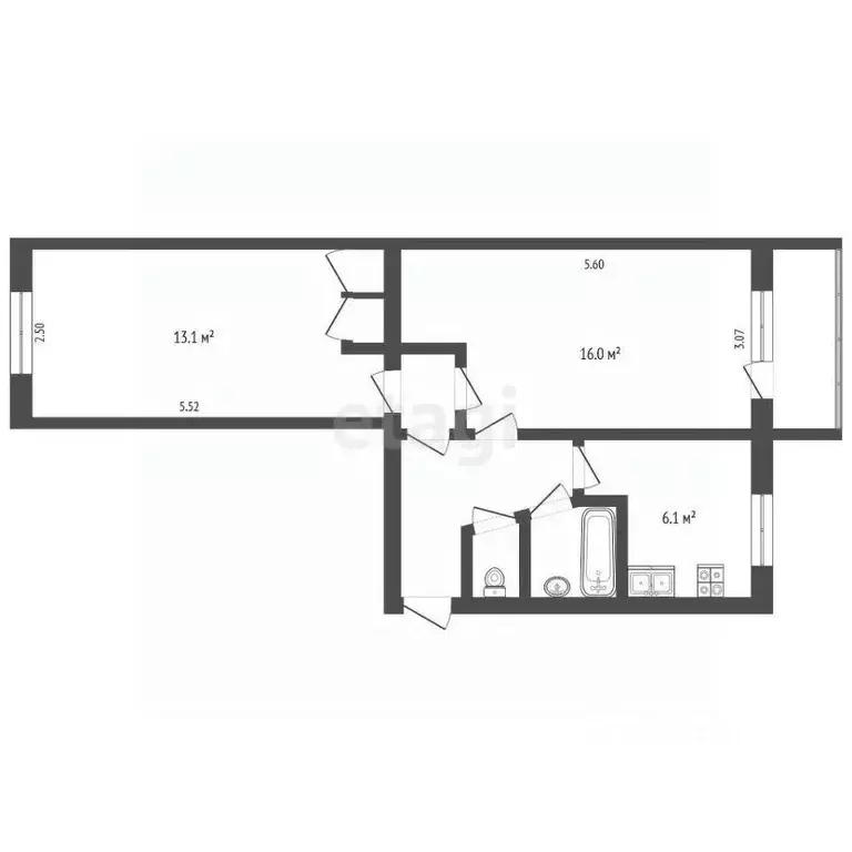 2-к кв. Ярославская область, Ярославль ул. Нефтяников, 15 (45.1 м) - Фото 1
