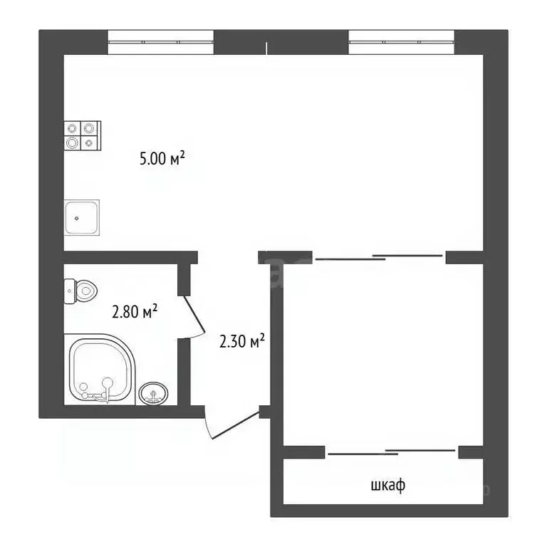 1-к кв. Тюменская область, Тюмень Камчатская ул., 2/1 (30.0 м) - Фото 2