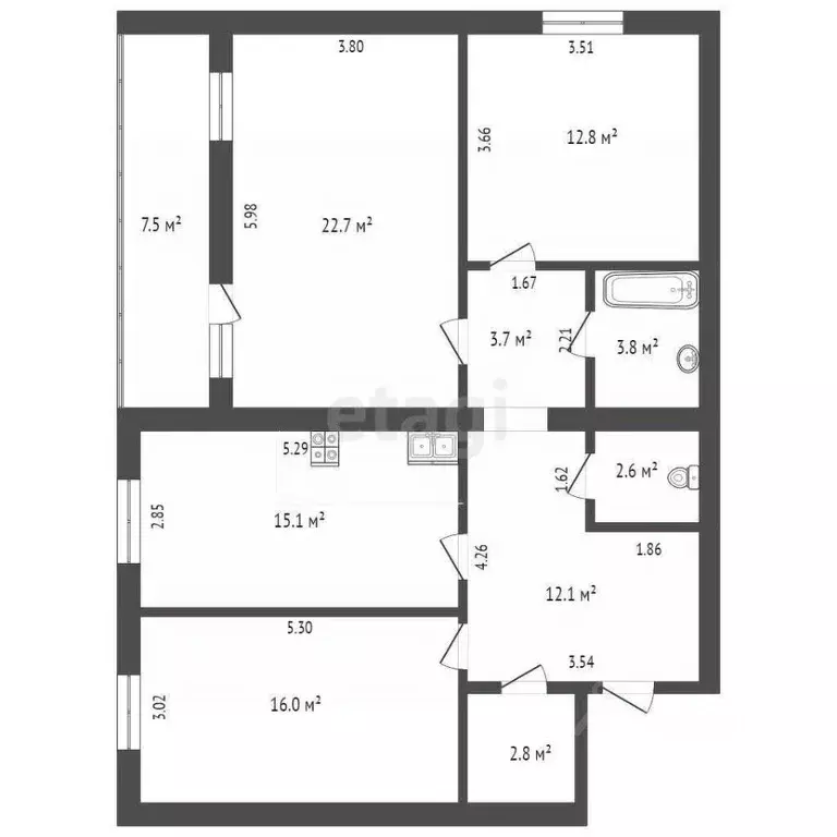 3-к кв. Тюменская область, Тюмень ул. Грибоедова, 13к1 (91.8 м) - Фото 0