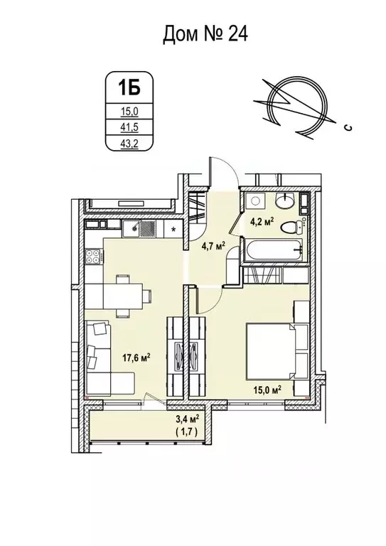 1-к кв. Кемеровская область, Кемерово 68-й мкр,  (43.2 м) - Фото 1