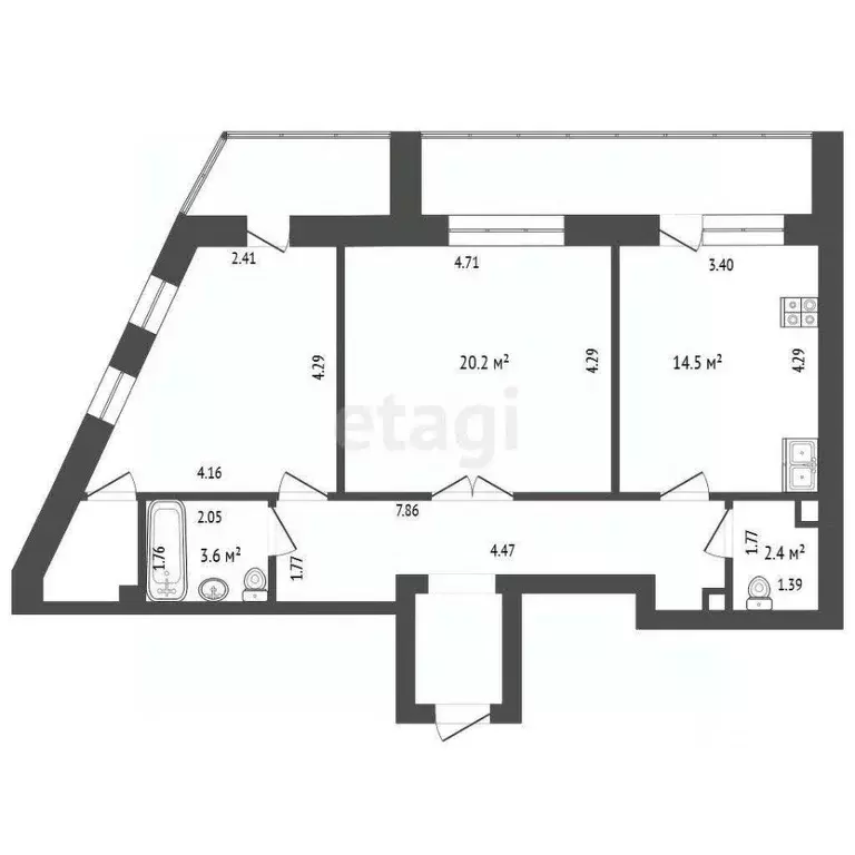 2-к кв. Тюменская область, Тюмень Промышленная ул., 16А (71.1 м) - Фото 2
