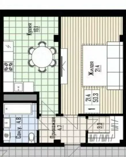 1-к кв. Кабардино-Балкария, Нальчик ул. Тарчокова, 35 (50.3 м) - Фото 1