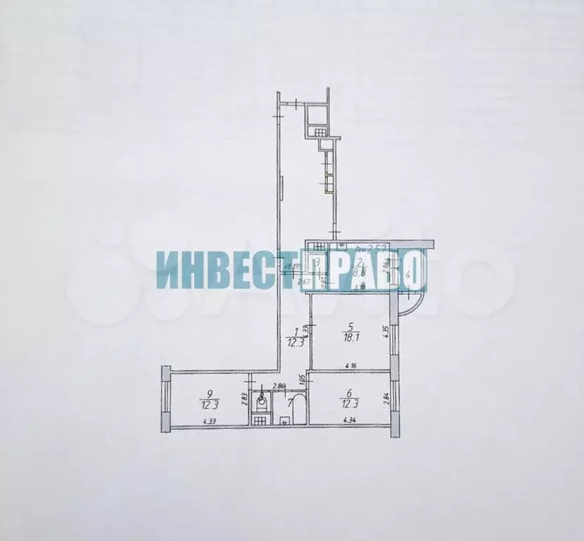 3-к. квартира, 69 м, 4/17 эт. - Фото 0