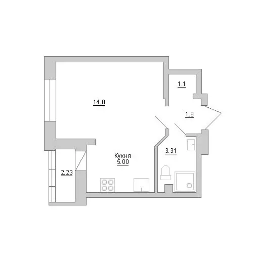 Квартира-студия: Санкт-Петербург, проспект Просвещения, 43 (27.2 м) - Фото 2