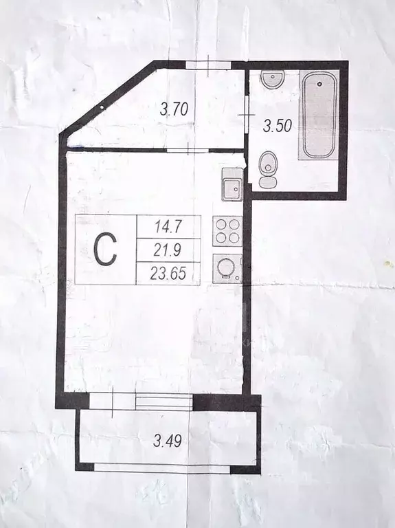 Студия Санкт-Петербург Планерная ул., 87к1 (21.9 м) - Фото 1