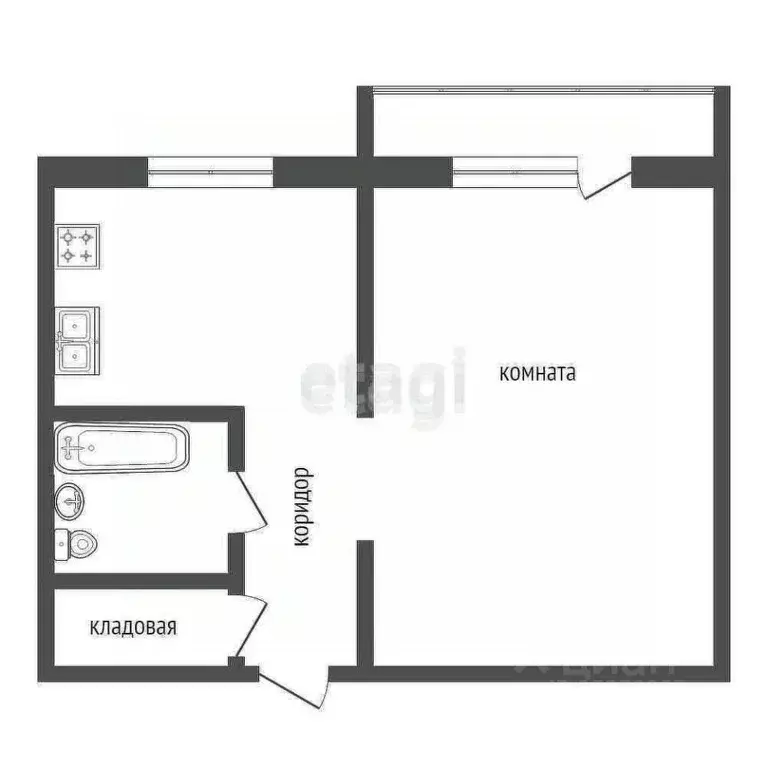 1-к кв. Липецкая область, Елец пос. ТЭЦ, 11 (39.1 м) - Фото 1