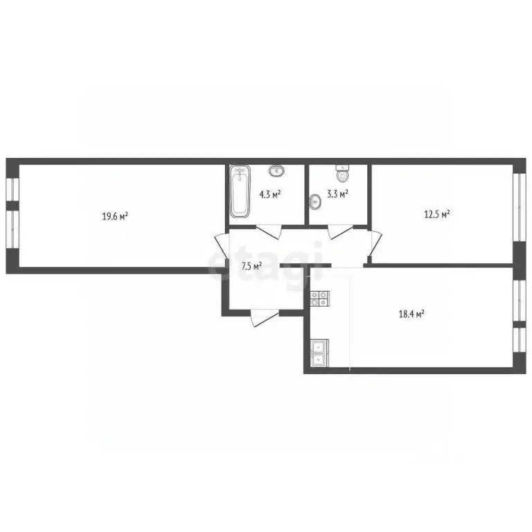 2-к кв. Тюменская область, Тюмень Полевая ул., 117к4 (65.2 м) - Фото 1