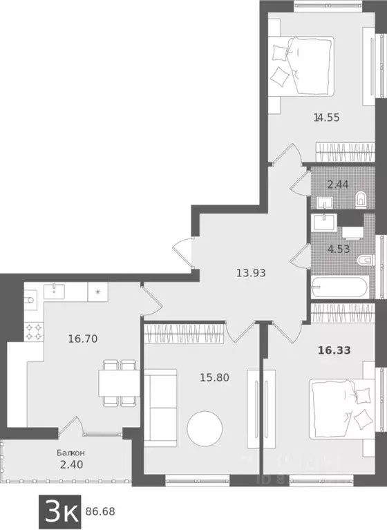 3-к кв. Калининградская область, Светлогорск Лесная Сказка жилой ... - Фото 1