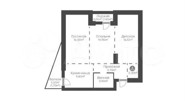 3-к. квартира, 72,3 м, 16/21 эт. - Фото 1