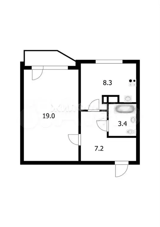 1-к. квартира, 38,5 м, 2/9 эт. - Фото 0