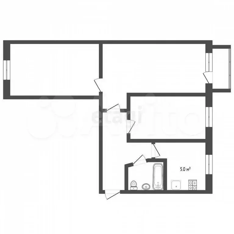 3-к. квартира, 58 м, 4/5 эт. - Фото 0